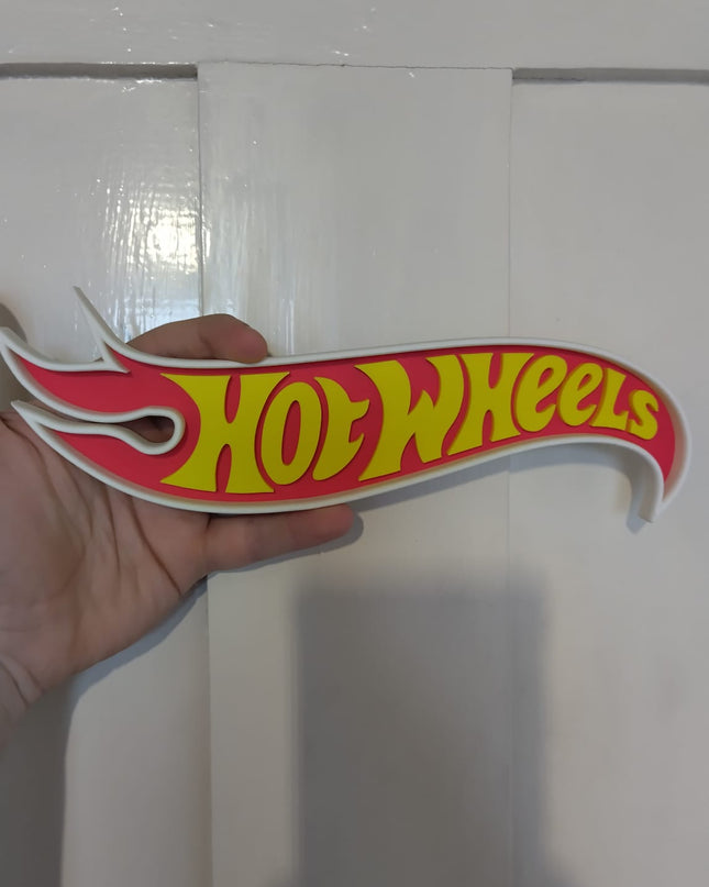 Hot Wheels Logo Large – 26cm x 9cm Homemade – Bright & Bold Plastic Decor