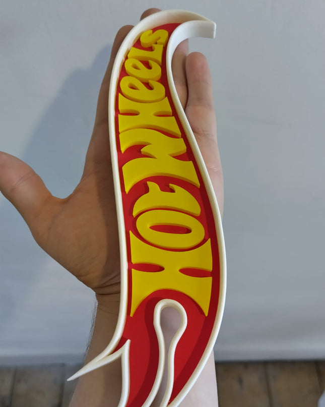 Hot Wheels Logo Large – 26cm x 9cm Homemade – Bright & Bold Plastic Decor