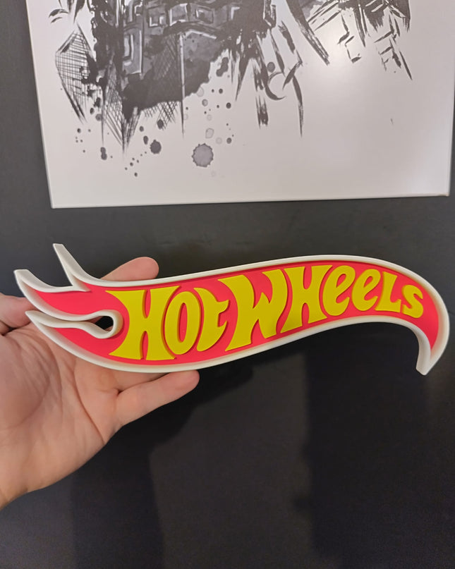 Hot Wheels Logo Large – 26cm x 9cm Homemade – Bright & Bold Plastic Decor