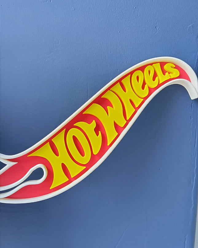 Hot Wheels Logo Large – 26cm x 9cm Homemade – Bright & Bold Plastic Decor