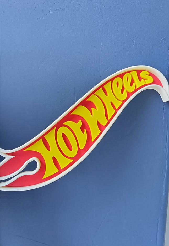 Hot Wheels Logo Large – 26cm x 9cm Homemade – Bright & Bold Plastic Decor
