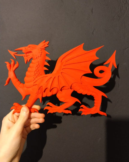 Welsh Dragon Full plaque in matte red - approx 25cm long made in plastic