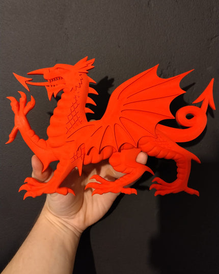 Welsh Dragon Full plaque in matte red - approx 25cm long made in plastic