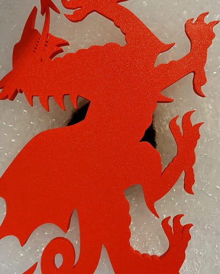 Welsh Dragon Full plaque in matte red - approx 25cm long made in plastic