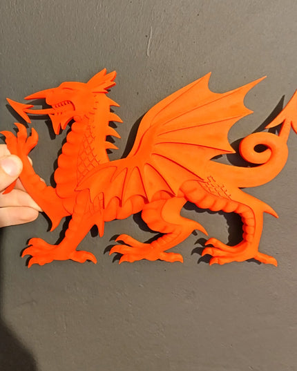 Welsh Dragon Full plaque in matte red - approx 25cm long made in plastic