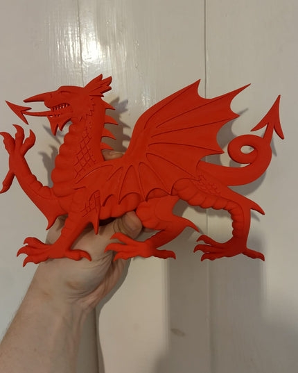 Welsh Dragon Full plaque in matte red - approx 25cm long made in plastic